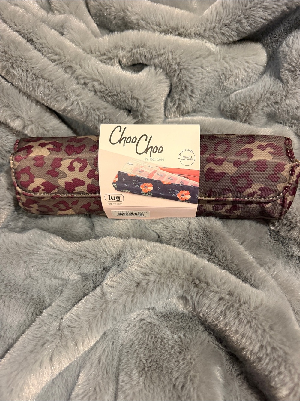 lug ChooChoo Pill Box Case - Burgundy Leopard Print